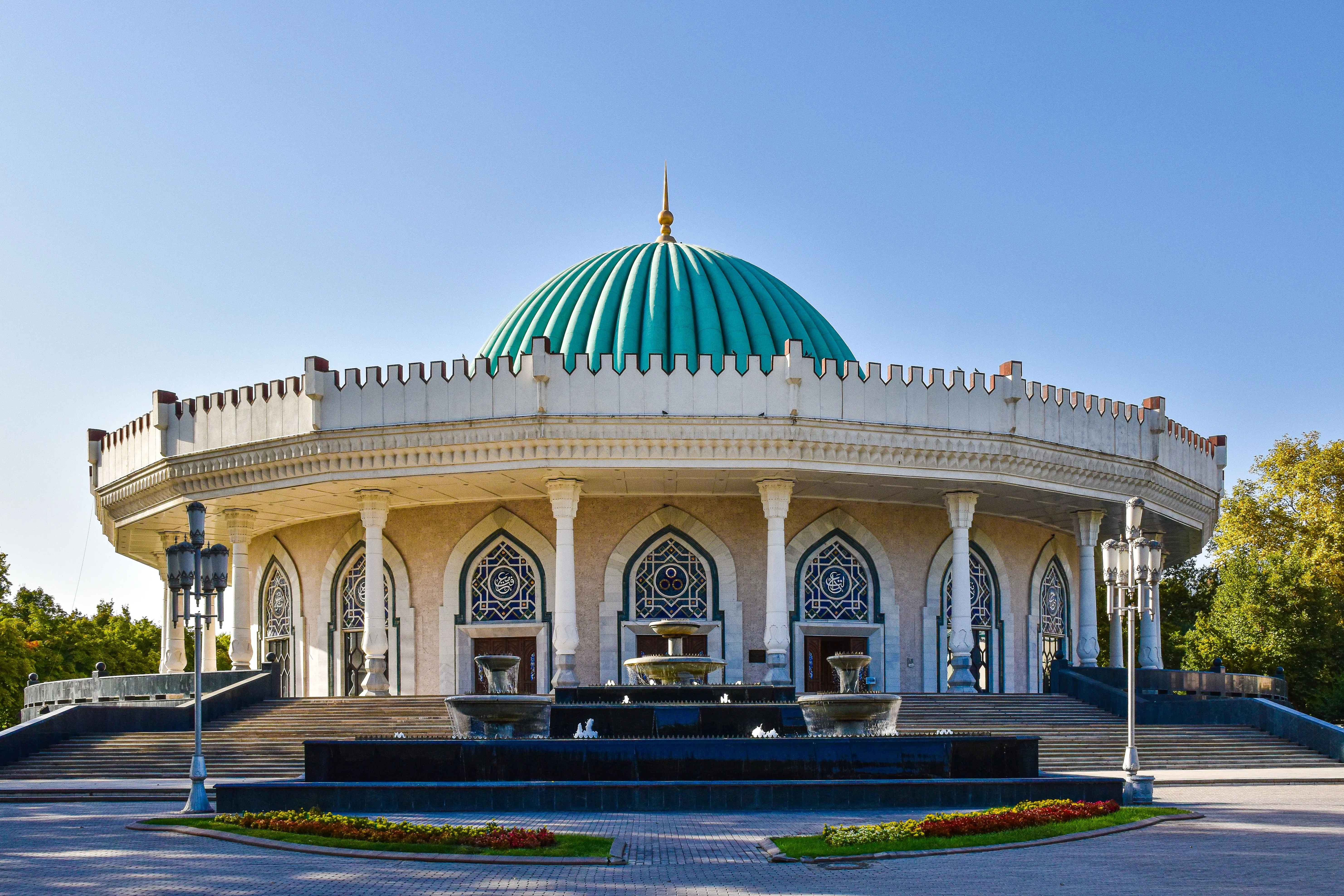 The turquoise-ribbed dome of the Amir Timur Museum in Tashkent